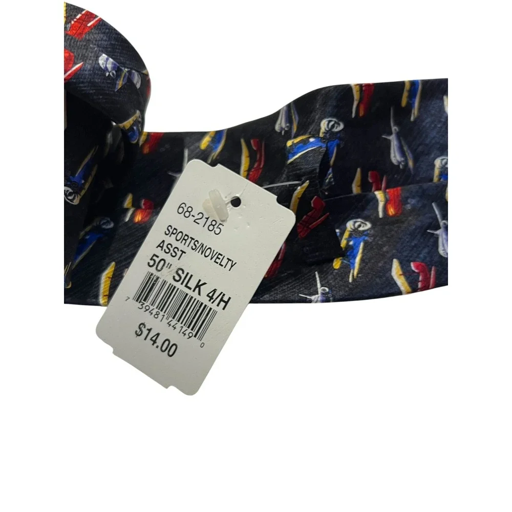 100% Silk Navy Airplane Novelty Tie Boy's 50 inch Length Brand New‎